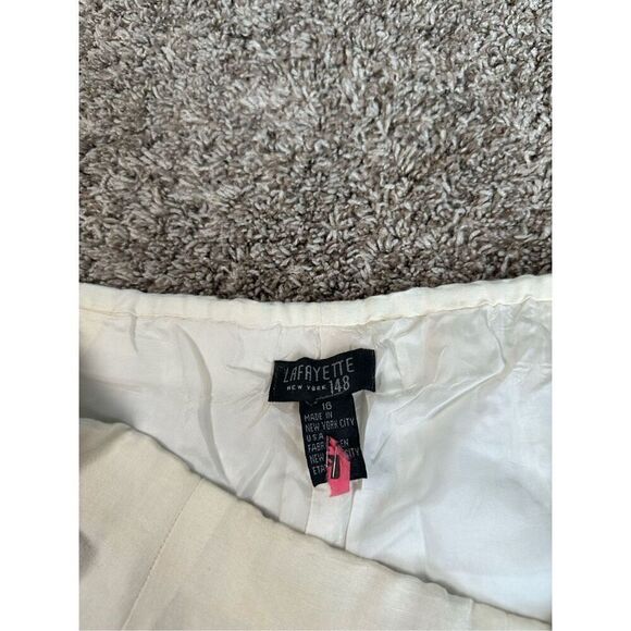 Lafayette New York 148 Linen Trouser Pant Pleated Taper Leg Women’s 16 Cream - Picture 4 of 15